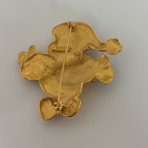 Disney Christmas Winnie the Pooh Bear Enamel Gold Tone Pin Brooch Holidays 2inch - Picture 3 of 7